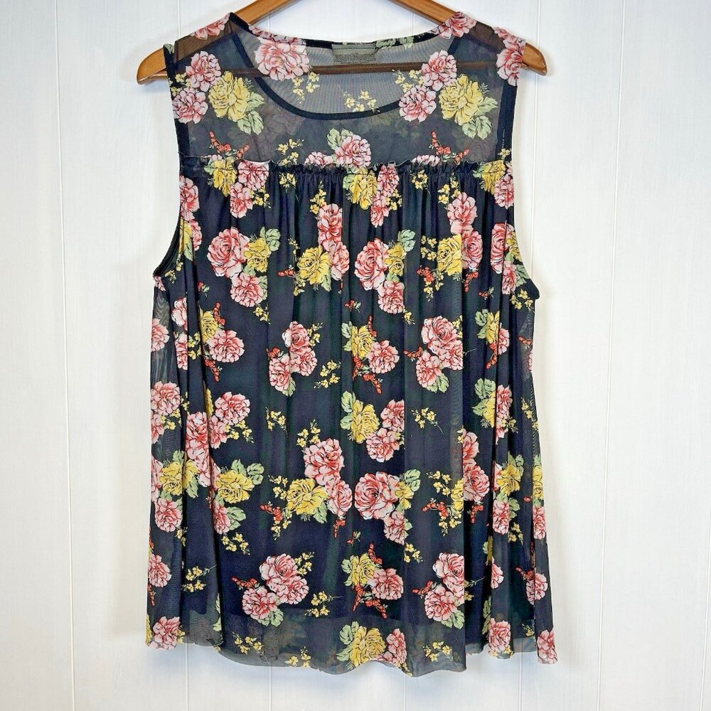 Bobbie Brooks Mesh Floral Tank Top Plus Size 2X Sleeveless Lined Whimsygoth - Picture 5 of 8